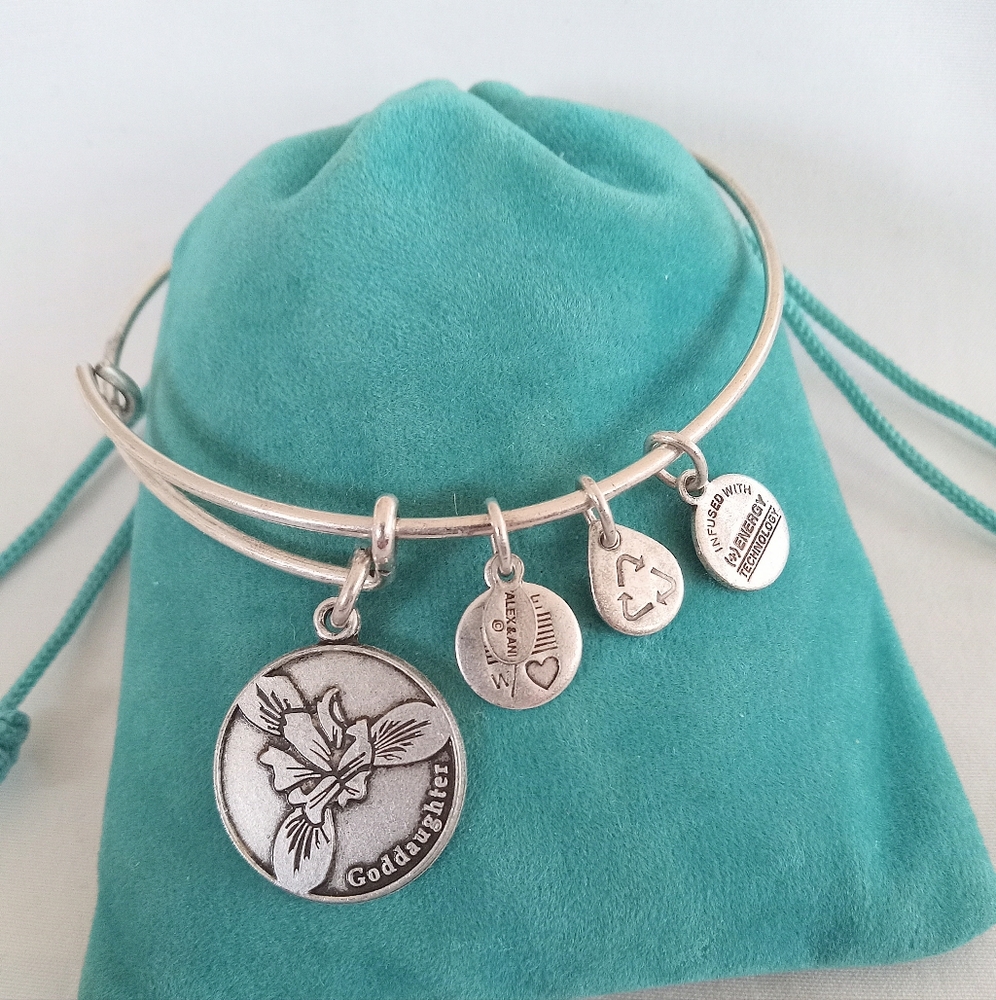 Alex and Ani GODDAUGHTER Silver Charms Bracelet adjustable Size